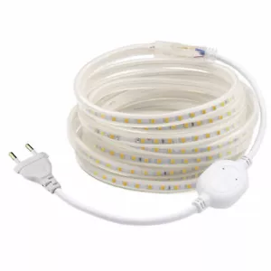 LED Strip Light 220V-240V Warm White 2835 100LED/M Waterproof Light Rope+EU Plug - Picture 1 of 36