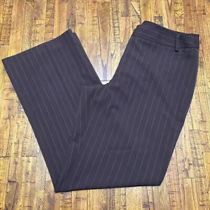 Apt. 9 Pants Slacks Dress Pants Women Size 12 Dark Brown Pin Stripe High Waisted - Picture 1 of 11