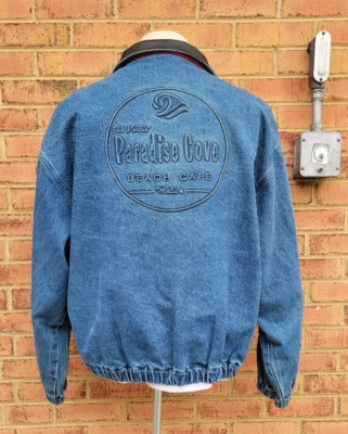 Vintage Bob Morris’ PARADISE COVE Beach Cafe Malibu Denim Bomber Jacket Size 2XL - Image 1 of 4