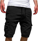 Men Casual Chino Cargo Shorts Elastic Waist Drawstring 6 Pockets Summer Trousers