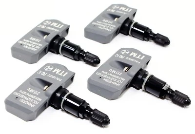 4 315mhz TPMS Tire Pressure Sensors Ford F150 HD Gloss Black Metal Valve Stems - Image 1 of 4