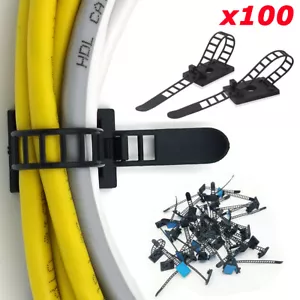100x Selbstklebend Kabelbinder Verstellbare Kabelhalter Kabelclip Kabelklemme - Bild 1 von 9
