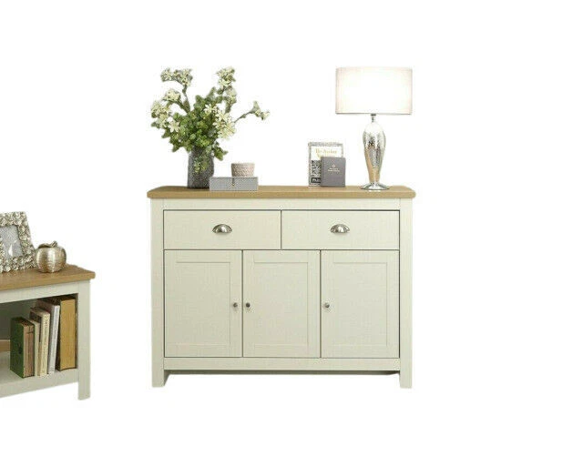 GFW Furniture Lancaster Large Sideboard Storage Unit - Ivory