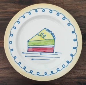 VTG Italian Ceramiche Toscane Hand Painted Cake Slice Dessert Plate 8.75" EUC - Imagen 1 de 3