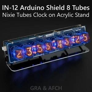 IN-12 Arduino Shield Nixie Tubes Clock on Acrylic Stand [WITH OPTIONS] 8 TUBES - Picture 1 of 6