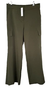 DREW Women's High Waist Trouser Pants w/ Pockets Size L Army Green - Picture 1 of 9