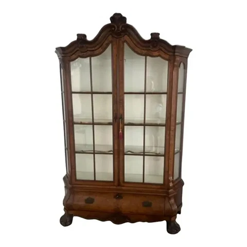 Antique Dutch Walnut Baroque Style Display Cabinet Cover