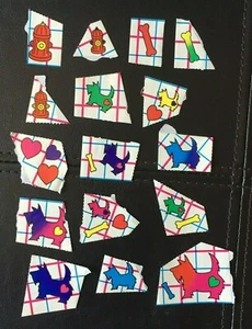 Vintage 1989 Lisa Frank Single Stickers S128 Scottie Dog Scottish Terrier Hearts - Picture 1 of 3