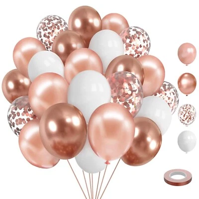 75 件 12 英寸玫瑰金气球,玫瑰金和白色气球,玫瑰金 Meta... — 第 1/4 张图片