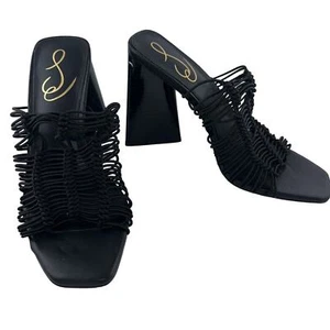 Sam Edelman Laurette schwarze Riemchen-Sandale mit Absatz eckige offene Zehenpartie Slipper 7,5 - Bild 1 von 3