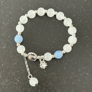 Cosmic Milky White & Blue Beaded Bracelet with Star Charm - Picture 1 of 7