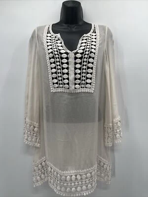 MIGUELINA Women's Long Sleeve V Neck Blouse White Top Size 5 - Image 1 of 4