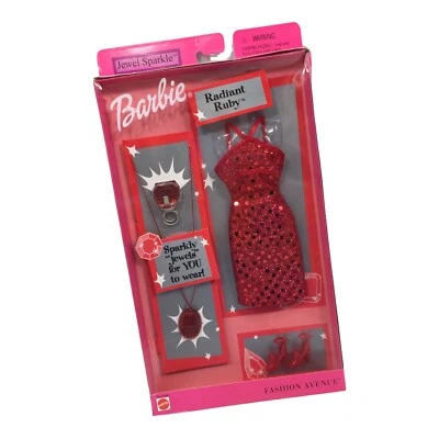 New Barbie Jewel Sparkle Fashion Avenue Radiant Ruby Dress Outfit Mattel 2001 - Image 1 of 4