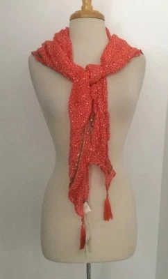 Nuevo con etiquetas Bufanda Anthropologie con lentejuelas con lentejuelas de estrella cítrica coral Z398-18 Foto 1 de 4