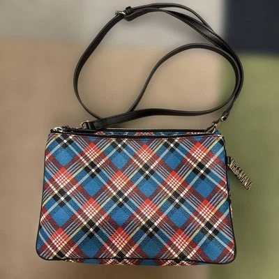 Vivienne Westwood Angel Mania Plaid Shoulder Bag Compact Leather Crossbody - Image 1 of 4