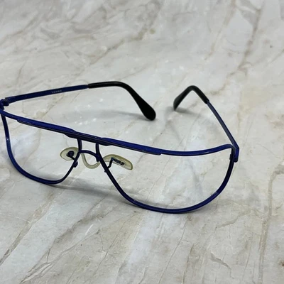 Vintage Aviator Blue Metal Wraparound Sunglasses Eyeglasses Frames TD5G1-10 - Image 1 of 4