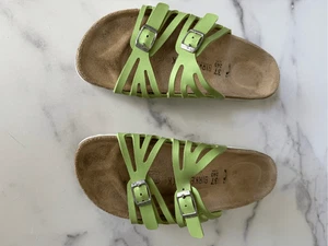 Birkenstock Granada Sandalias Verde Lima Punta Abierta Cuero Mujer Sin Cordones 6-6.5 - Imagen 1 de 7