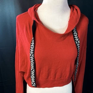 H & M Divided Hooded Cropped Red large Streetwear Girlhood Sweater - Picture 1 of 6