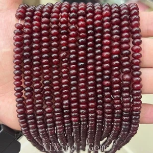 4x6 mm Hochwertig Gefärbt Dunkelrot Chalzedon Jade Rondell Scheibe Zwischenring Perlen 15 Zoll - Bild 1 von 6