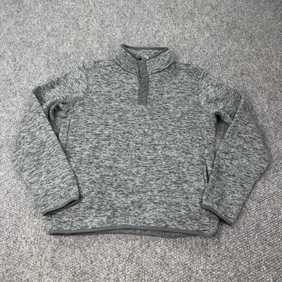 Suéter Lands' End Para Hombres Gris Medio Cuarto a Presión Cuello Simulado Bolsillos Polares Cálido Foto 1 de 4