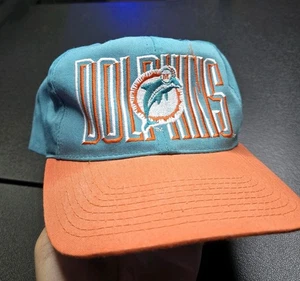 Vintage AJD Miami Dolphins NFL Snapback Cap Hat Original Logo Aqua 80/90s - Picture 1 of 6