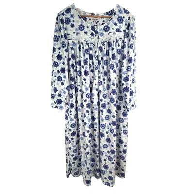 LANZ of Salzburg Fleece Nightgown L Long Sleeve Snowflakes Holiday Christmas Ski - Image 1 of 4