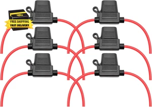 Waterproof Inline Fuse Holder 6 Pack for Standard ATO ATC Medium Blade Car Fuse, - Picture 1 of 6