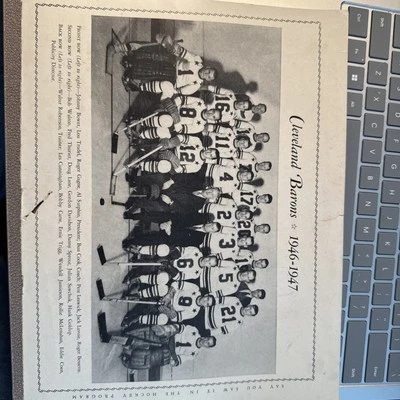 Cleveland Barons Hockey Team Vintage Picture Poster Roster From 1946-1947 Season - Image 1 of 4