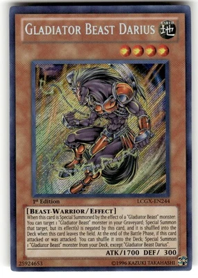 Gladiator Beast Darius LCGX-EN244Legendary Collection 1st Edition NM Secret Rare - Image 1 of 2