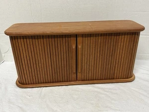Mid Century Danish Modern Tambour Teak CD Halter Aufbewahrungsregal Koffer Rolltore - Bild 1 von 9