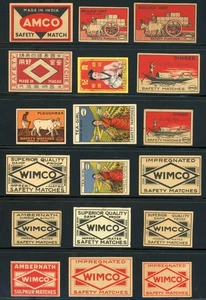 ¡LOTE DE 18 ETIQUETAS PUBLICITARIAS MATCHBOX VINTAGE!! WW84 - Imagen 1 de 1