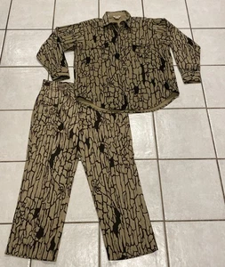 RARE VTG 70s Cabelas Trebark Camo Button Shirt Pants 2XL Hunting Outdoors USA NE - Picture 1 of 16