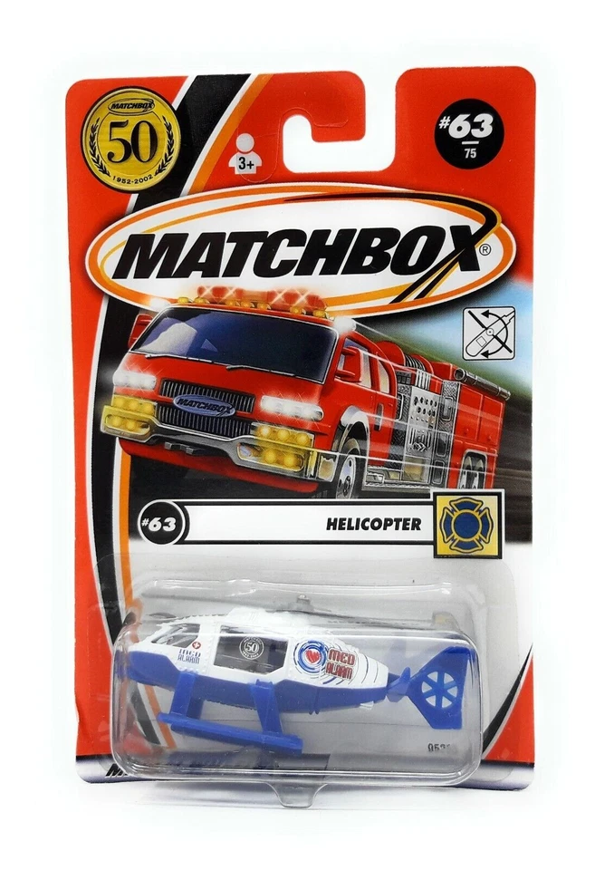 Matchbox 2002 No 63 Helicopter w Logo 50 years blister card MBX Superfast - image 1 of 1
