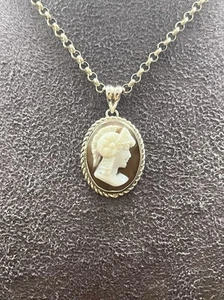 Ciondolo In Argento Con Cammeo Sardonico - Dea Minerva - Picture 1 of 5