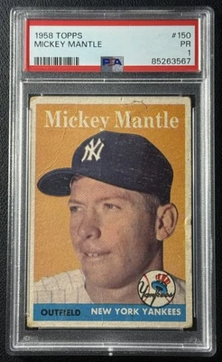 MICKEY MANTLE PSA 1 1958 TOPPS BASEBALL #150 YANKEES HOF 567 - Image 1 of 2