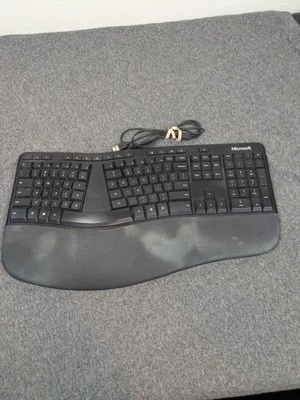 Microsoft Ergonomic Full size USB Wired Mechanical Keyboard Black Model 1878 - Image 1 of 4