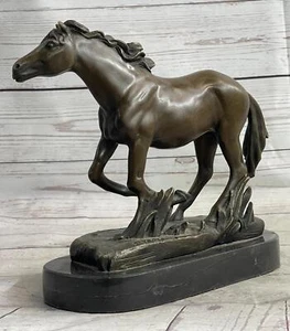 Arabian Wild Horse Trotting Running in Field Bronze Statue Sculpture Equestrian - Picture 1 of 10