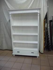 5262. Altes Gründerzeit Regal Bücherregal mit Schublade weiß - Bild 1 von 4