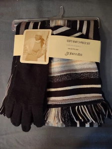 St John's Bay Invierno Bufanda Sombrero Guantes Tejido Conjunto de 3 Piezas Tejido Suave Conjunto de 3 Piezas Nuevo - Imagen 1 de 4