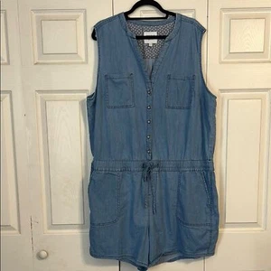 Pagliaccetto TORRID taglia 3X Chambray denim con coulisse in vita lavaggio medio leggero - Foto 1 di 13