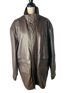 Gabardina vintage limitada de cuero marrón suave para mujer talla L - Imagen 1 de 4