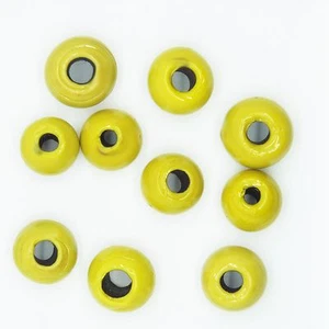 Cuentas de vidrio amarillo opaco redondas 10 mm. Paquete de 10. Hecho en la India. - Imagen 1 de 2