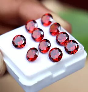 Lote de 10 piedras preciosas sueltas de granate natural de corte redondo sin tratar - Imagen 1 de 10
