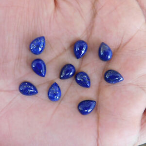 5x8 mm Pear Lapis Lazuli Cabochon Loose Gemstone Wholesale Lot 100 pcs