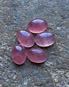 5Pcs Natural Pink Strawberry Quartz Loose Gemstone 10x14mm Oval Cabochons Lot. - Picture 1 of 5