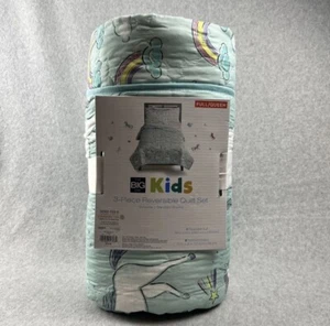 Big One Kids 3 Piece reversible Unicorn Print Quilt Size Full /Queen 86”x93” - Picture 1 of 5
