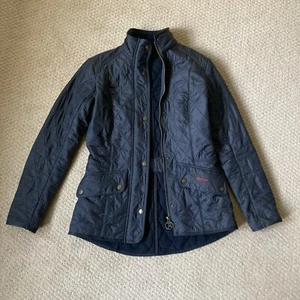 Barbour Jacket Womens 6 Black Quilted Coat Fleece Lined - Picture 1 of 10