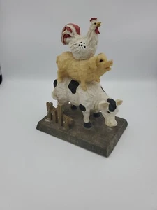 Fun Cow Pig Chicken Resin Ornament Rustic - Picture 1 of 6