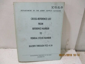 SC 93-XL-19 DEPARTMENT OF THE ARMY SUPPLY CATALOG DECEMBER 1964 VOL.19 - Picture 1 of 7