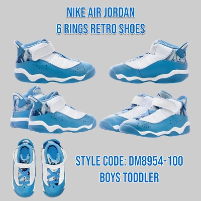 Jordan 6 Rings Shoes Sneakers DM8954-100 White / Dutch Blue Toddler Size 4C _A3 - Image 1 of 4